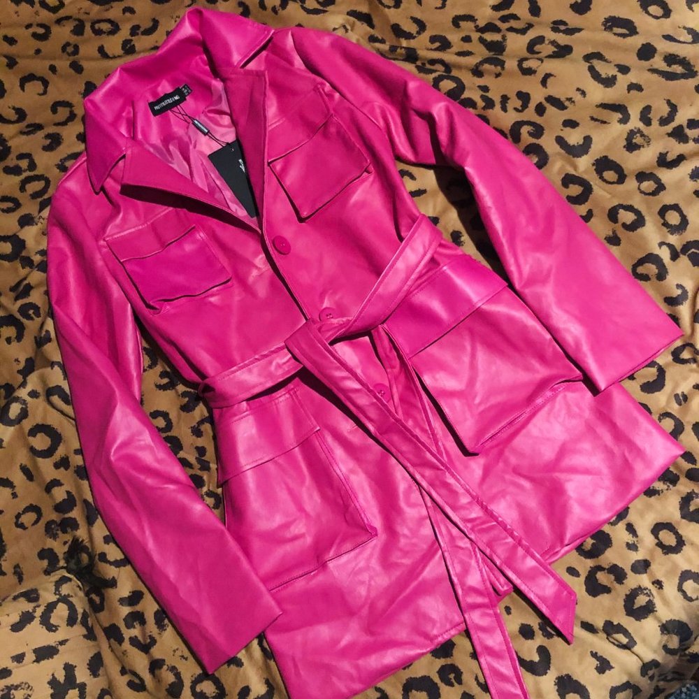 LAST ONE! PrettyLittleThing PLT Hot Pink Faux Leather Jacket NWT